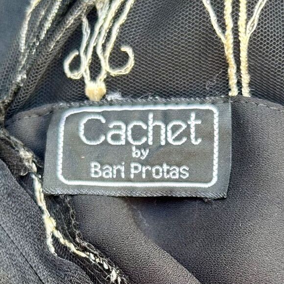 Cachet by Bari Protas Vintage Size Small Black Maxi Dress Lovely Gold Embroidery - Picture 13 of 13